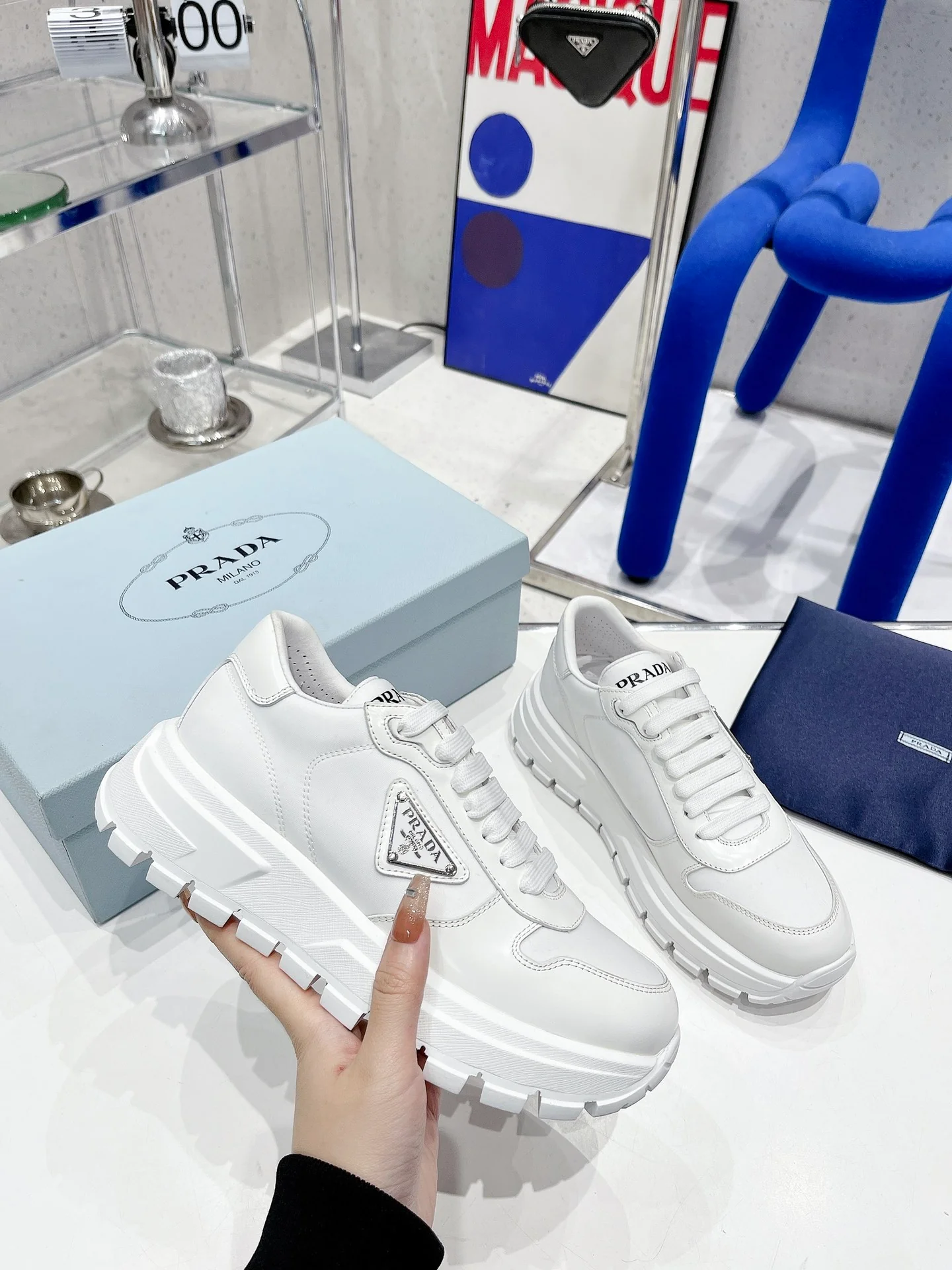 Prada - Белые повседневные туфли на платформе - Кроссовки