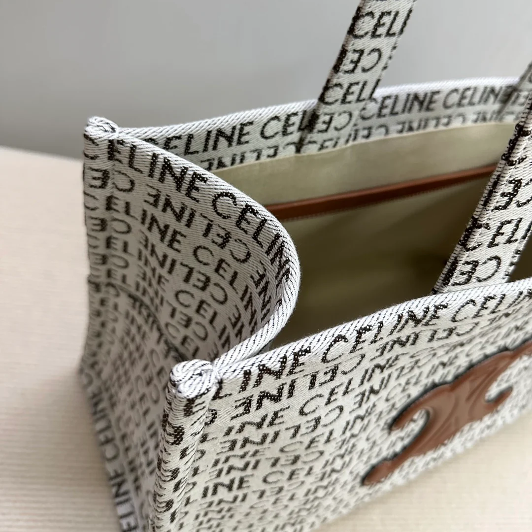 Сумка-шоппер Celine Cabas Thais с осенним принтом, большая.