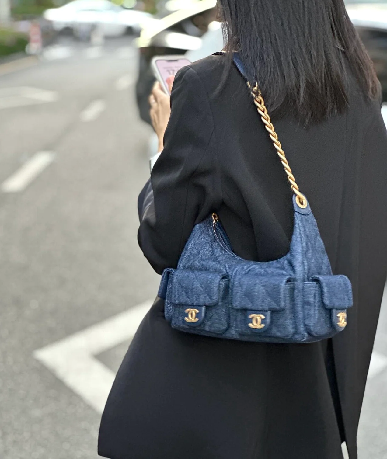 Сумка Chanel 25c Denim Hippie Bag - синяя