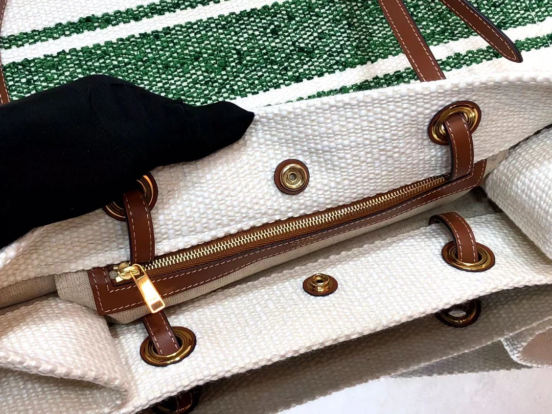 квадратная сумка из плетеной и коровьей кожи Cabas Celine Plein Soleil