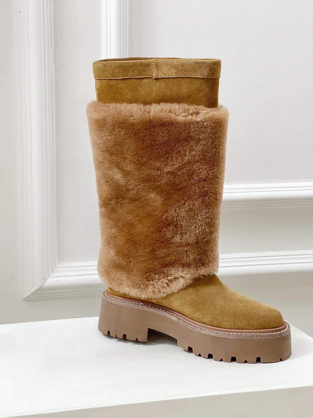 Шерстяные высокие сапоги Celine 2024 — кофейно-коричневый