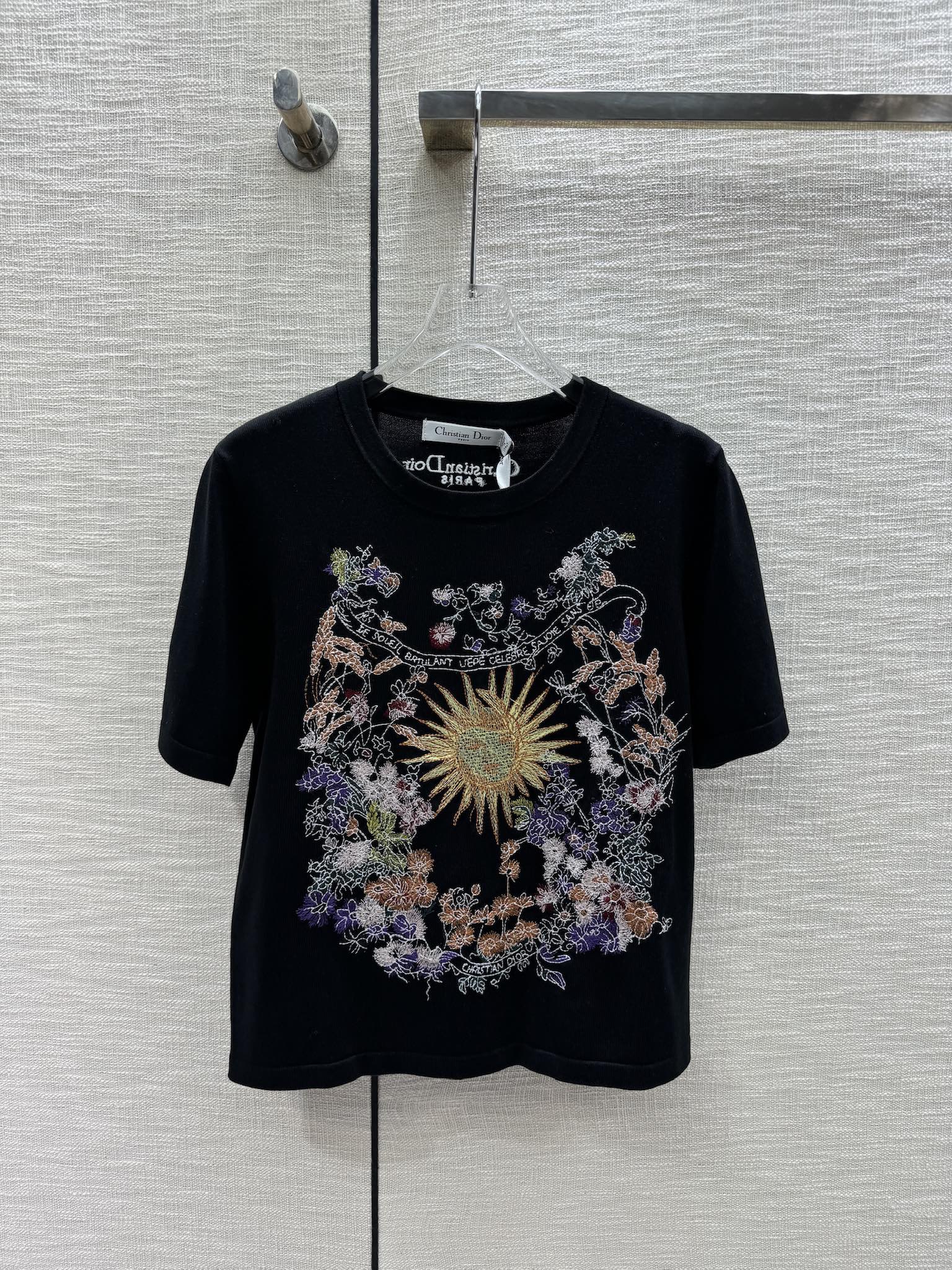 Dior 2403 - Apollo Collection Вязаный свитер с коротким рукавом - Черный