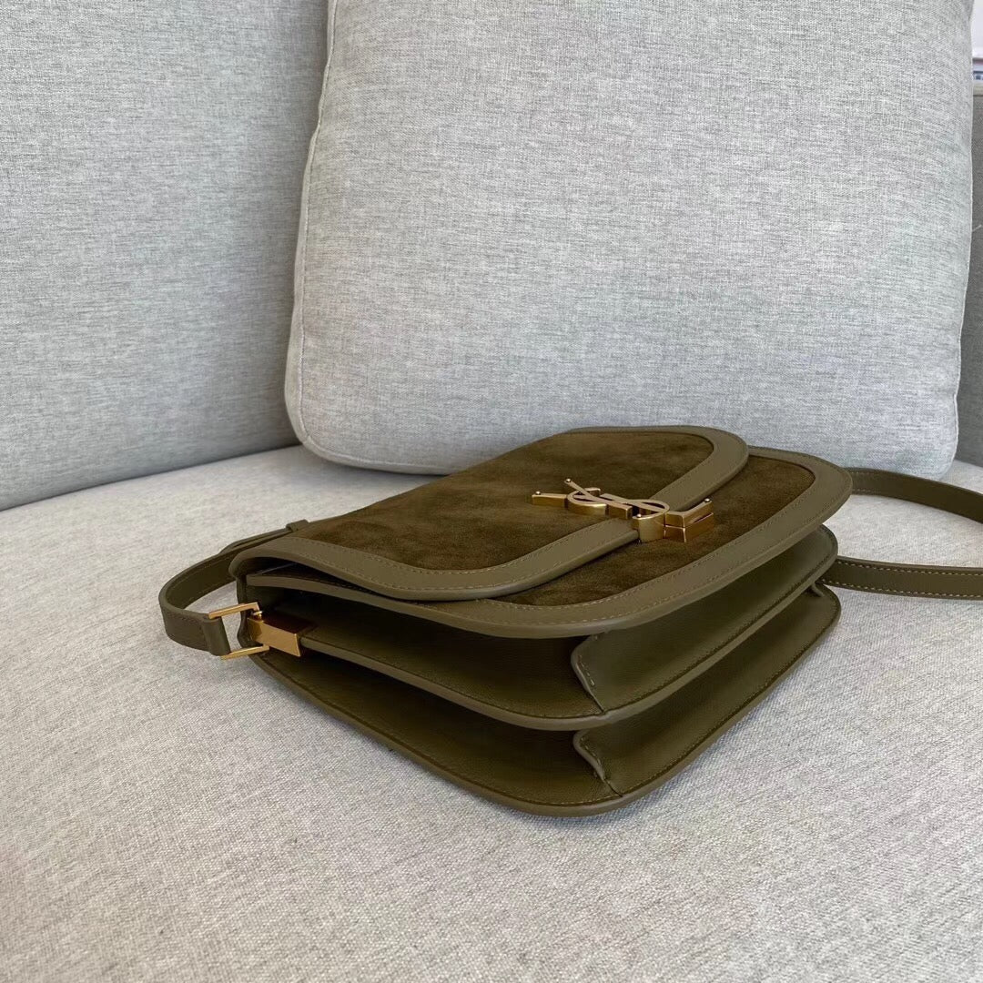 Булочка YSL Solferino Tofu — замша — зеленая