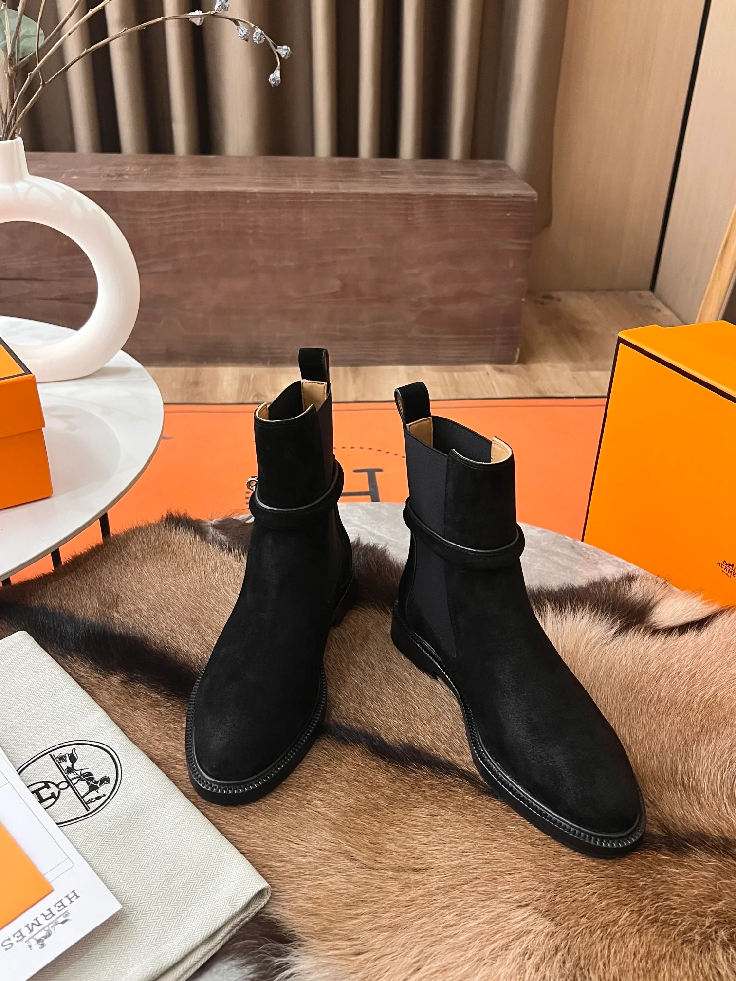 Ботинки Hermes Kelly Buckle Rider 2024 — темно-черные