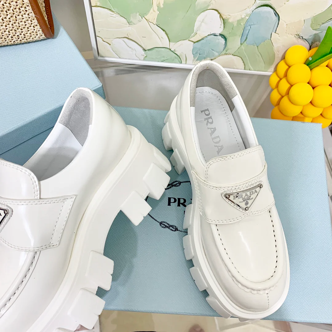 Обувь Prada - Prada Monolith - лоферы на платформе - белые