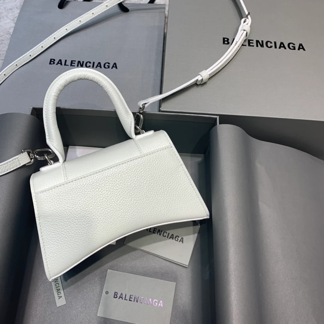 Сумка Balenciaga Hourglass, размер XS, белый цвет с узором ?Личи?.