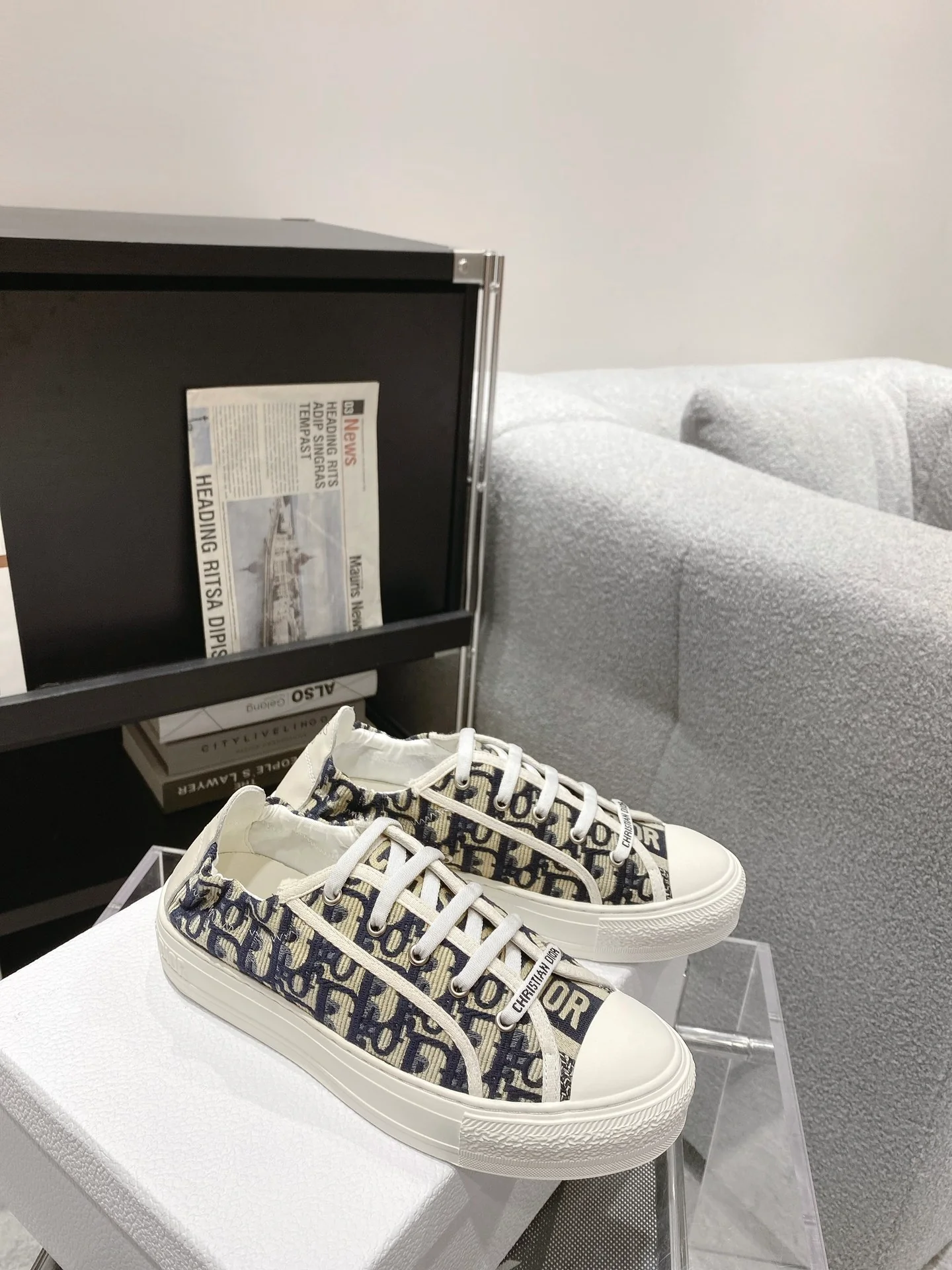 Повседневные балетки Dior Canvas Collection с вышитым каблуком - 1