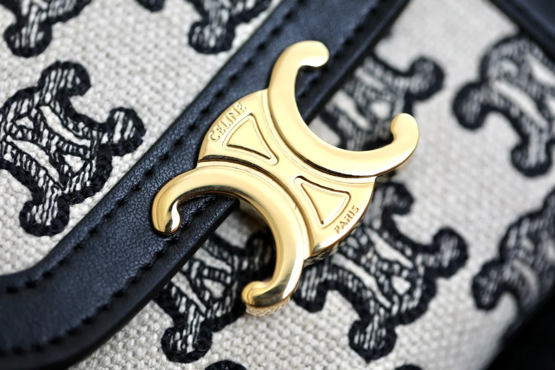 Маленький тканевый кошелек CCELINE Triomphe с вышивкой - черный