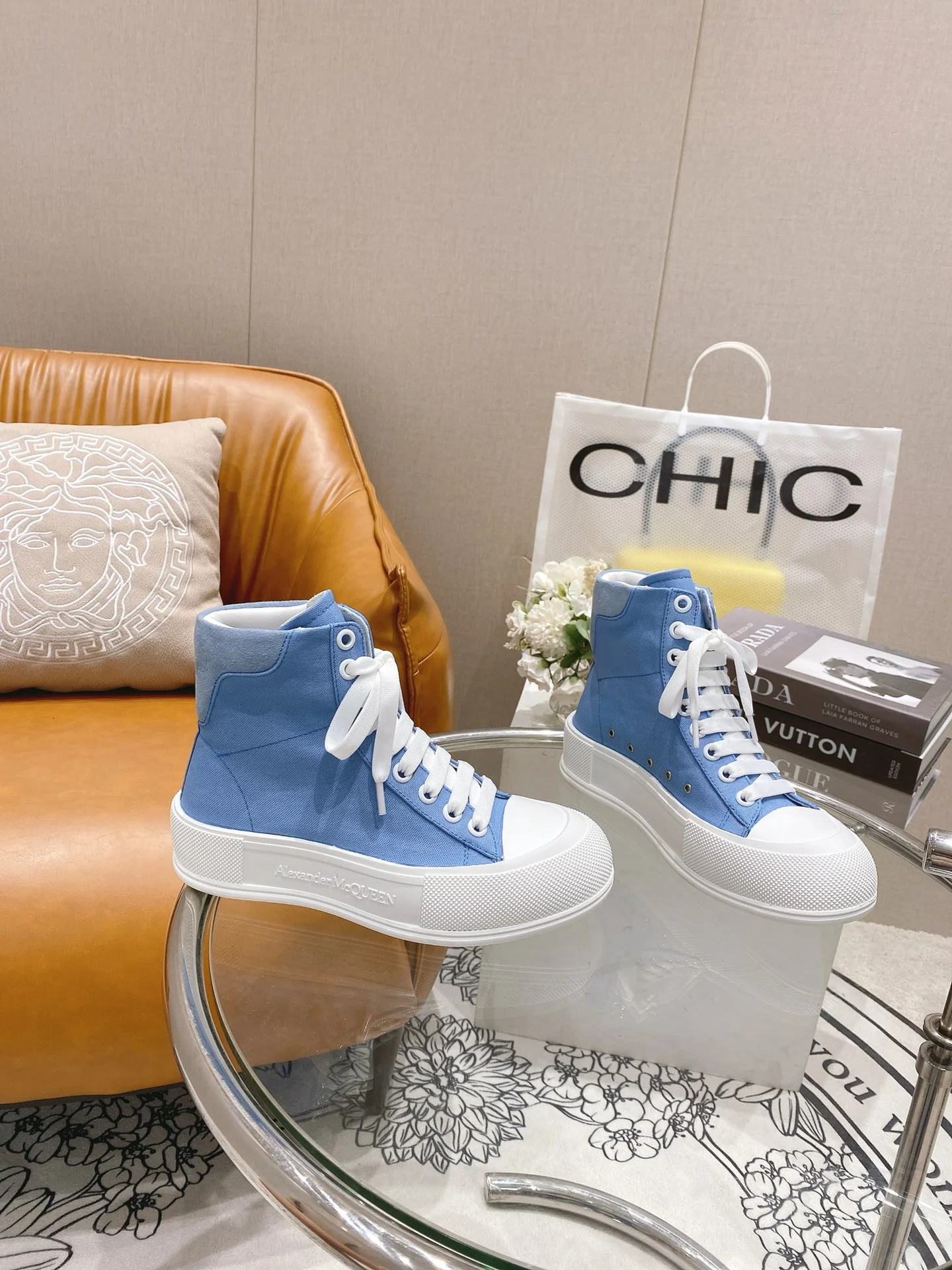 Кед на платформе McQueen - небесно-голубой