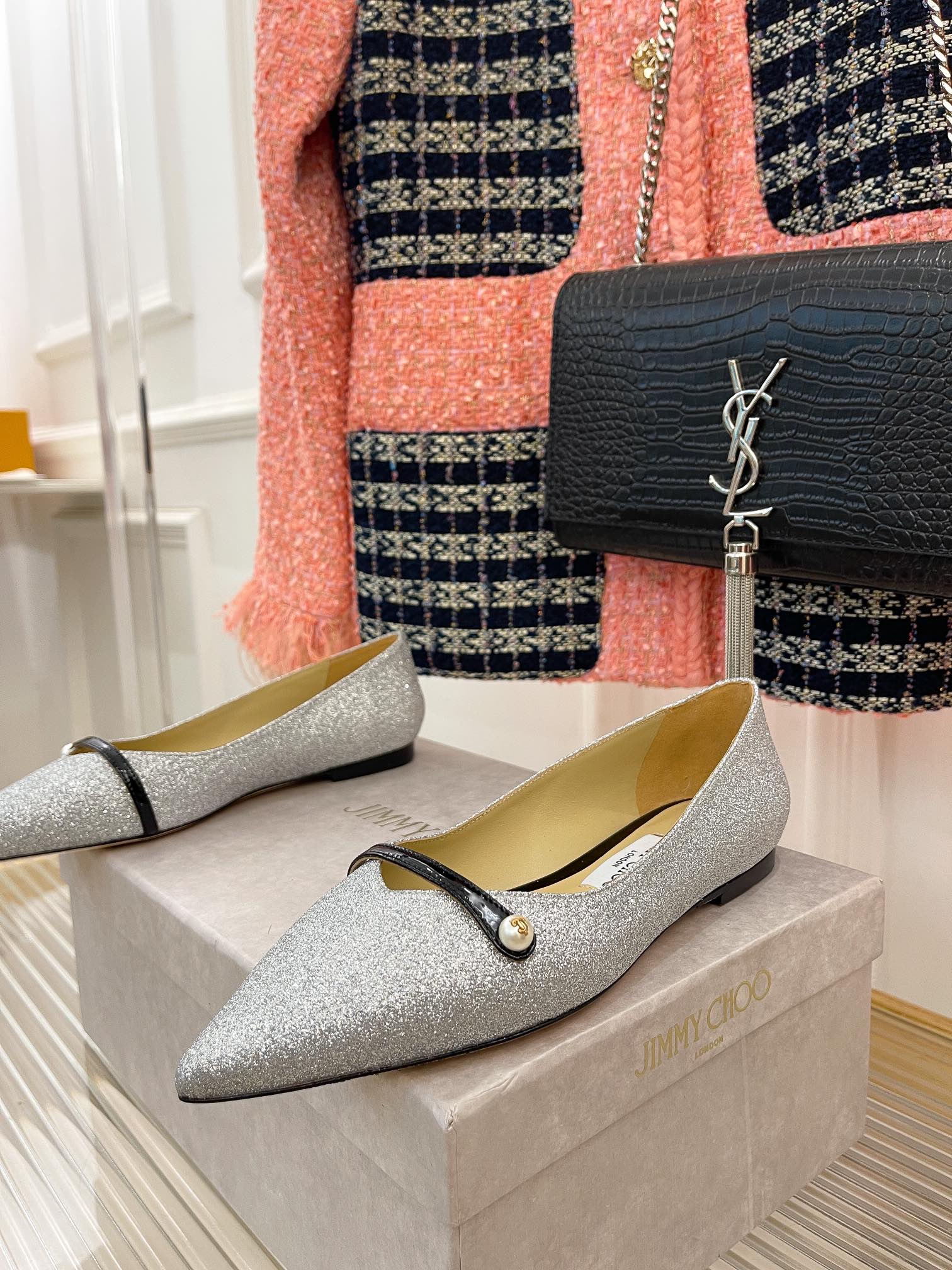 Классические жемчужные балетки Jimmy Classic Pearl Flats - серые