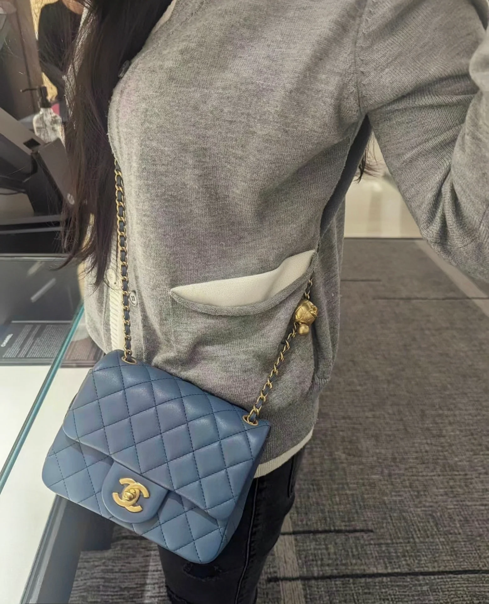 Chanel - CF Golden Ball Square Fat Man - Denim Blue