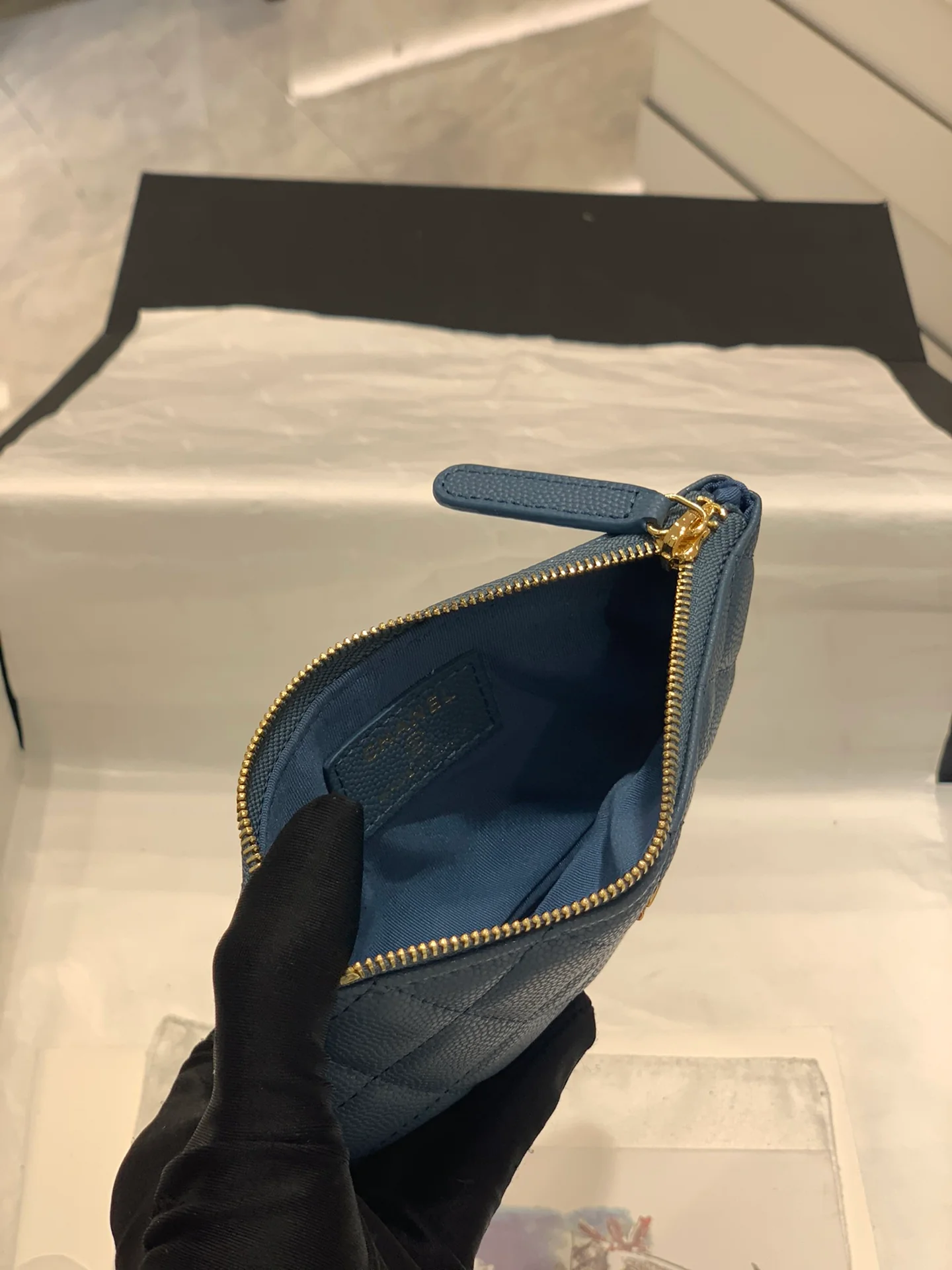 Chanel 19 серии - Классический кожаный кошелек на молнии - Синий