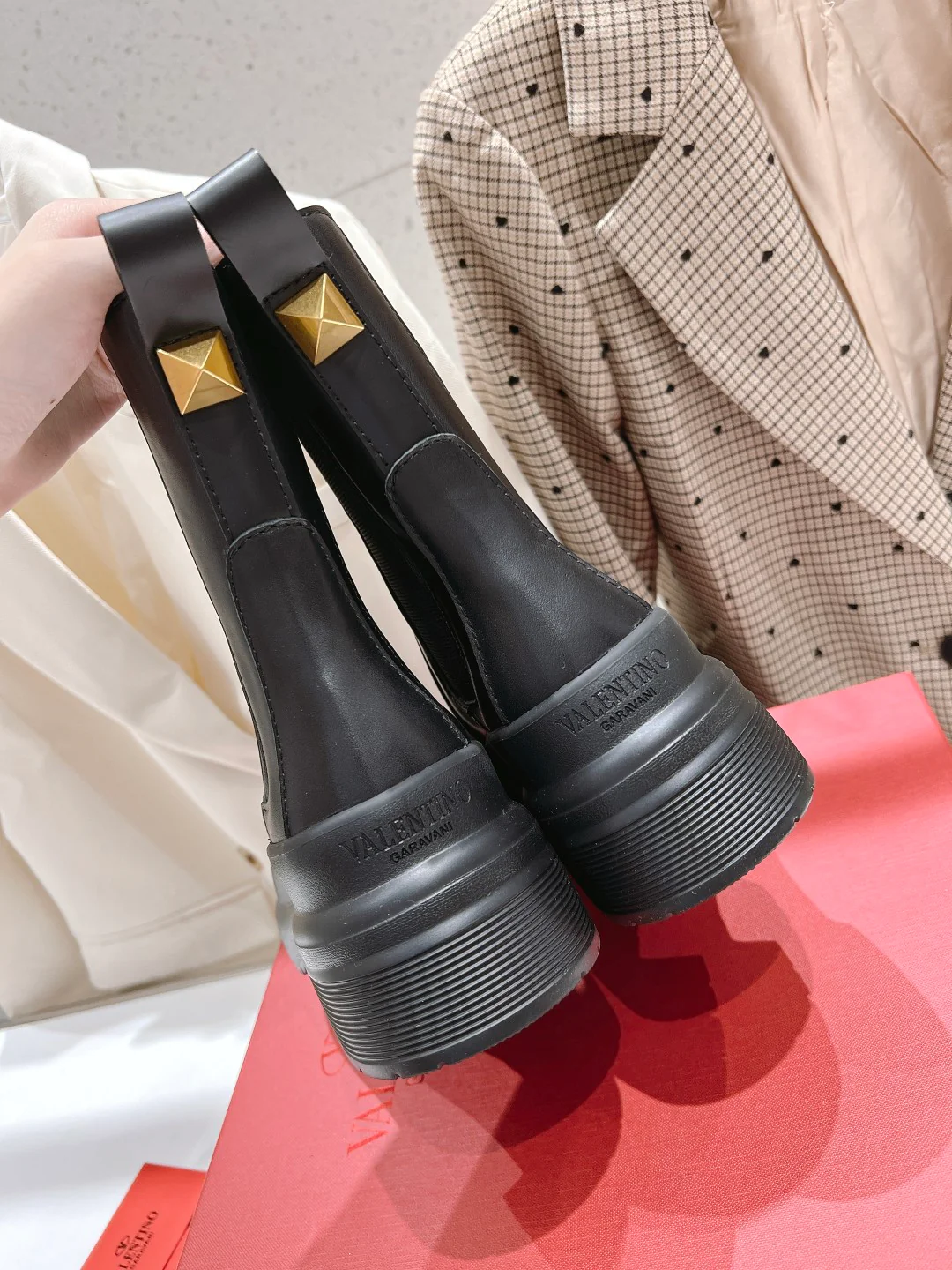 Ботинки на платформе до середины икры Valentino - черные