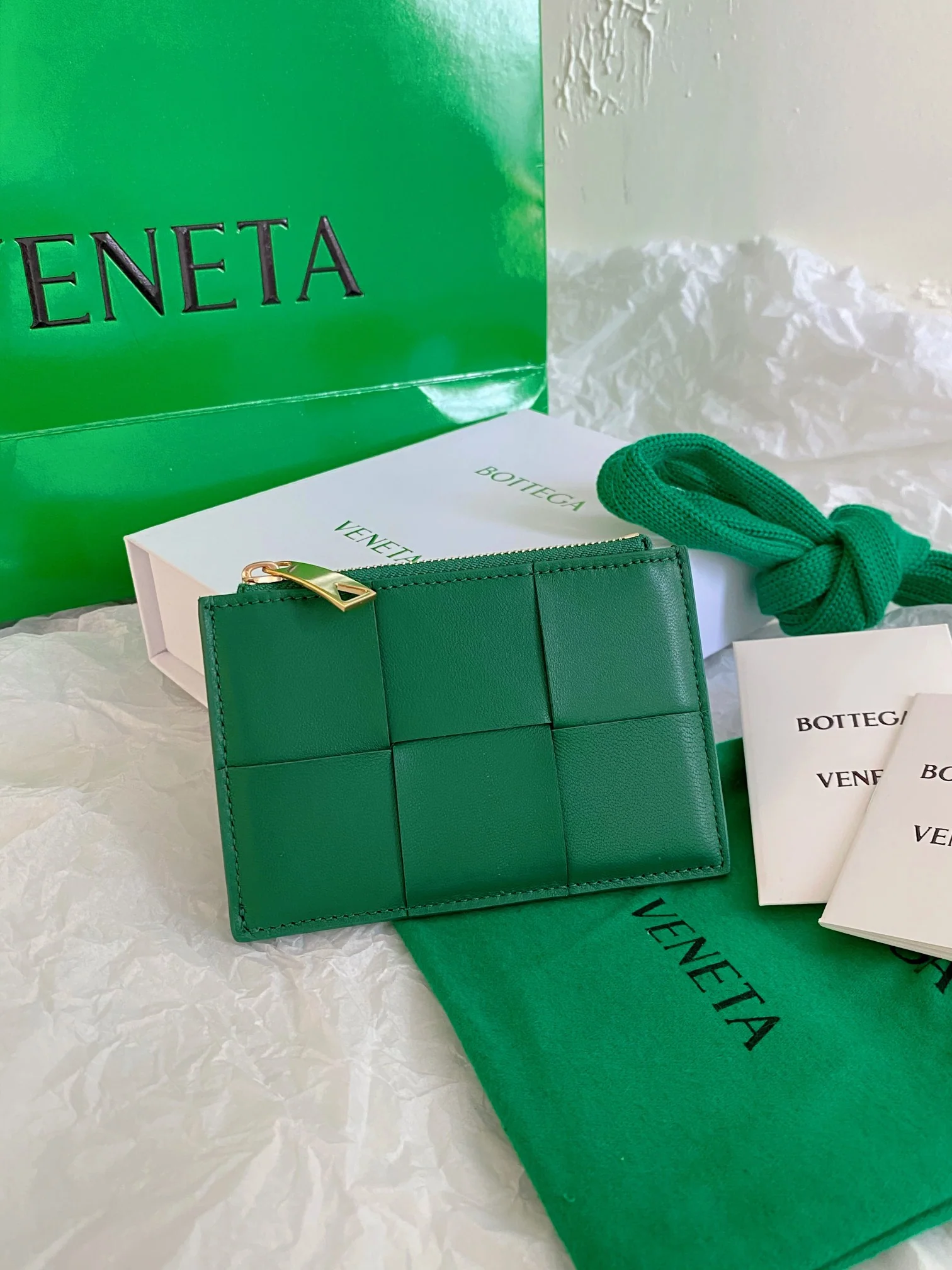 BV-大格子 编织 拉链卡包 零钱包 12x8x0.5cm