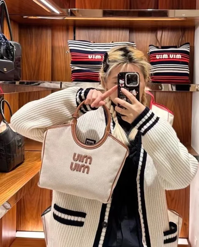 Сумка-тоут Miu Miu Ivy - Маленькая - Лоскутное шитье из холста и кожи