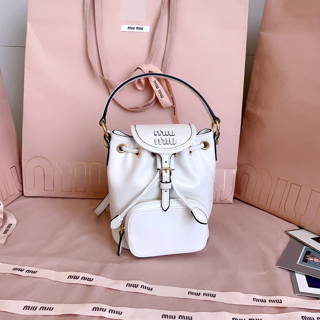 Рюкзак Miu Miu-5bz045 в стиле ?преппи?, мини, белый.