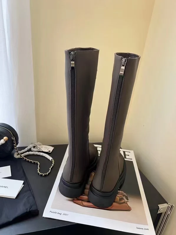 Chanel - Шерстяные сапоги для верховой езды - Коричневые