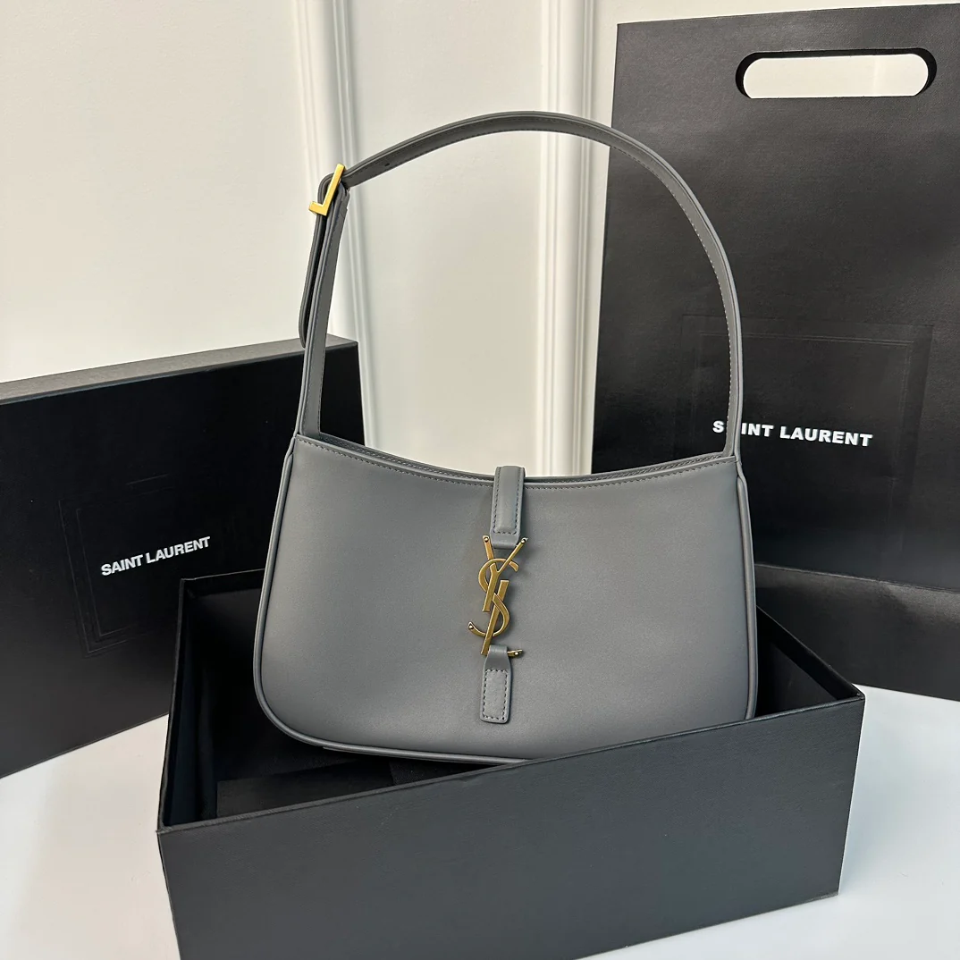 Кожаная сумка через плечо YSL Le 5 A 7 - серая