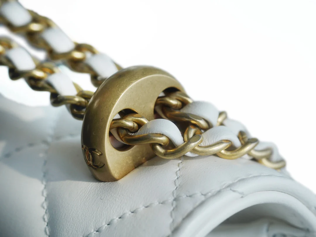 Chanel 24c Double Gold Ball CF Mini 19 White 1