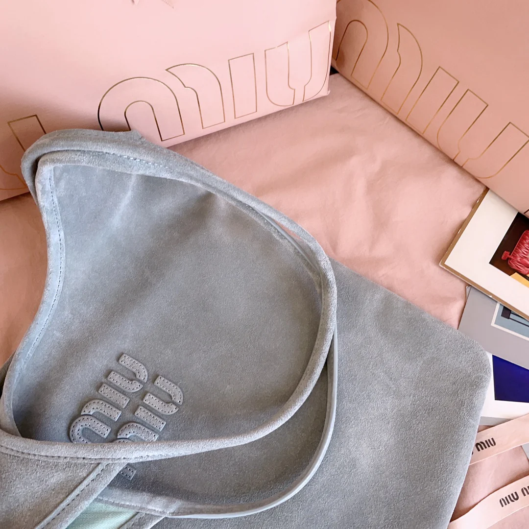 Сумка-тоут Miu Miu 5bg231 из замши - синяя