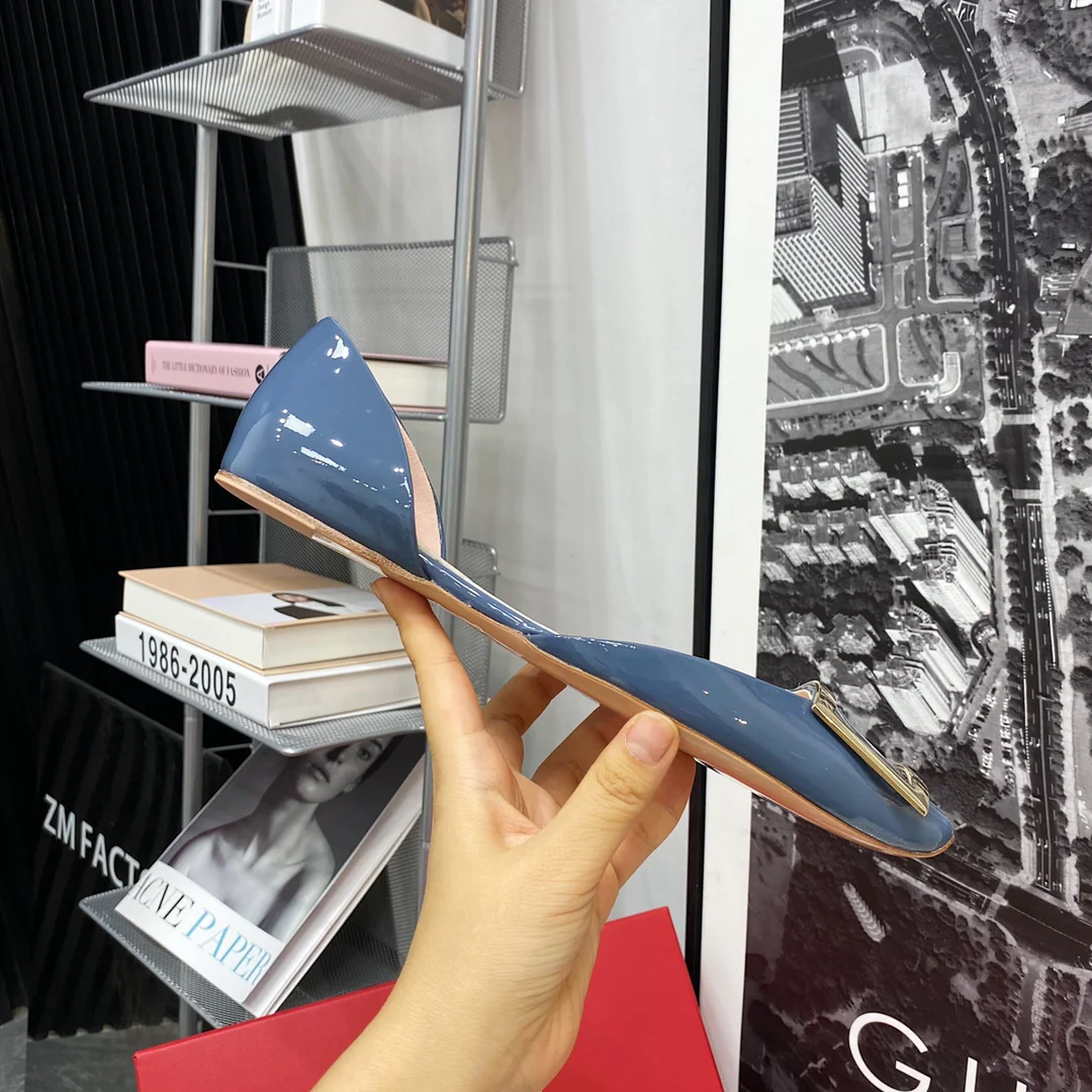 RV-Flat Bottom Hollow Square Toe-Misty Blue