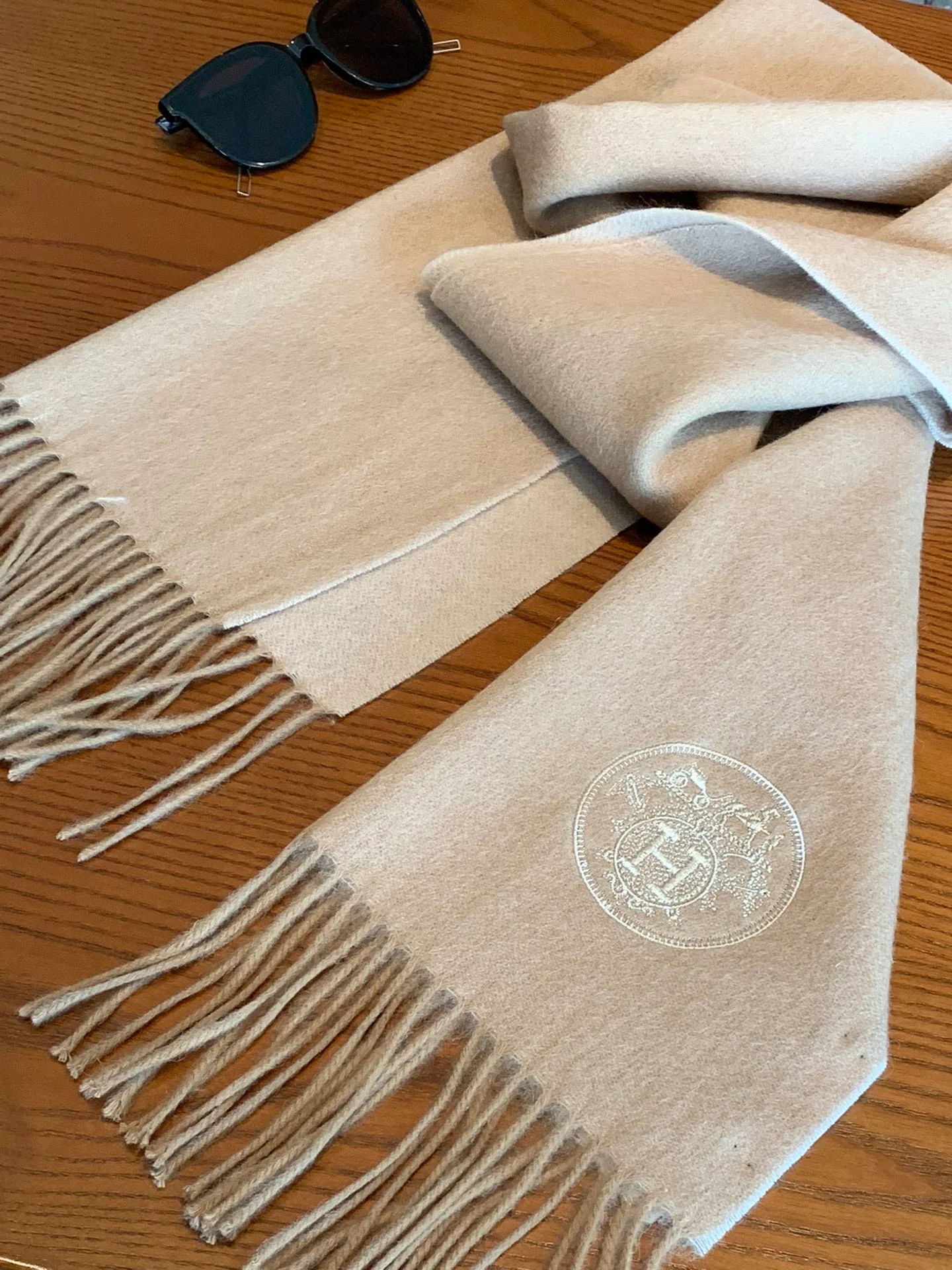 Двусторонний кашемировый шарф Hermes - 180-35 см