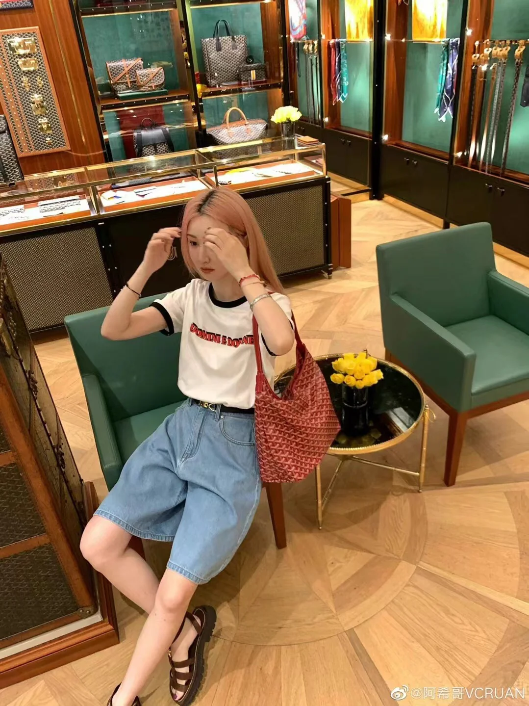 Сумка-тоут на плечо Goyard с монограммой - красный