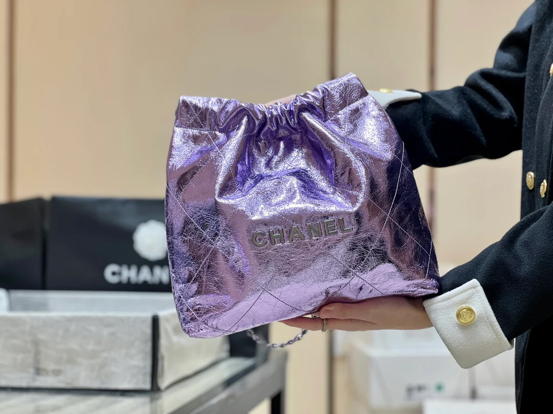 Сумка Chanel 25c 22 - металлизированная кожа - фиолетовая