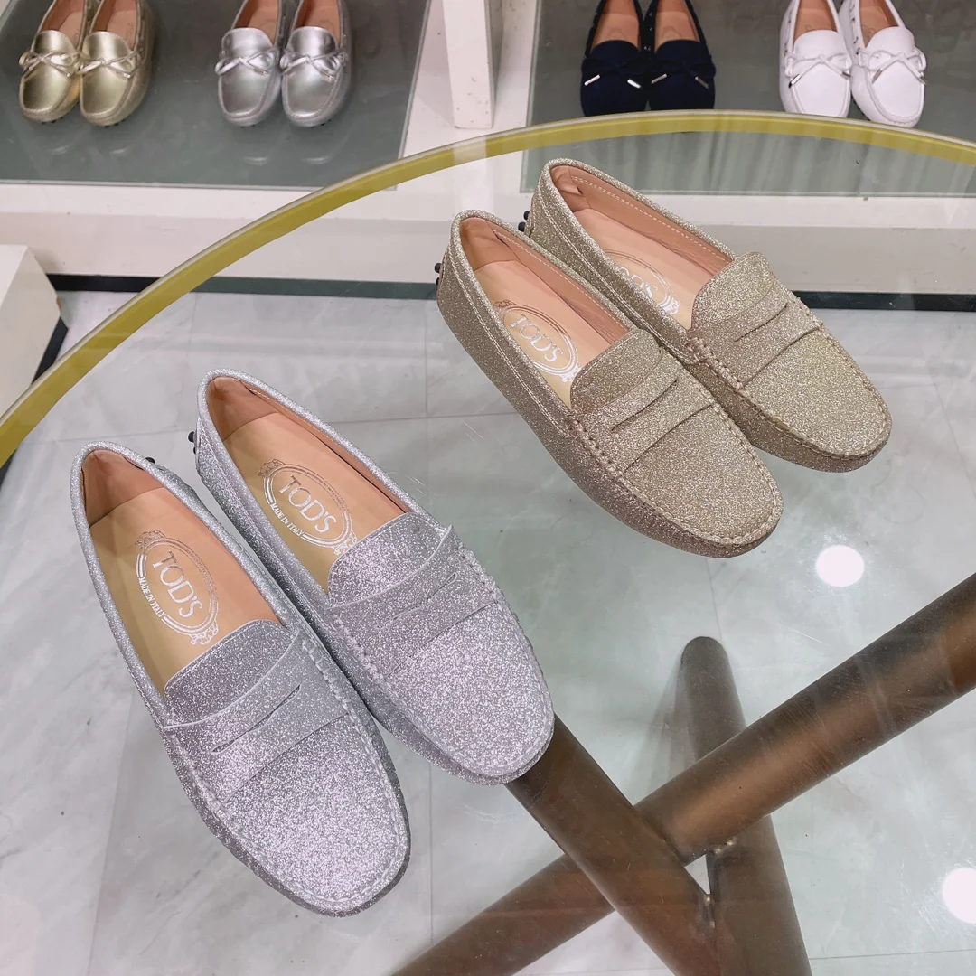 Tods - Золотистые блестки - Лоферы - Туфли без шнурков