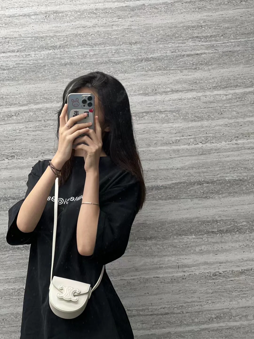 Сумка-седло Celine Cuir Besace - Мини - Белая