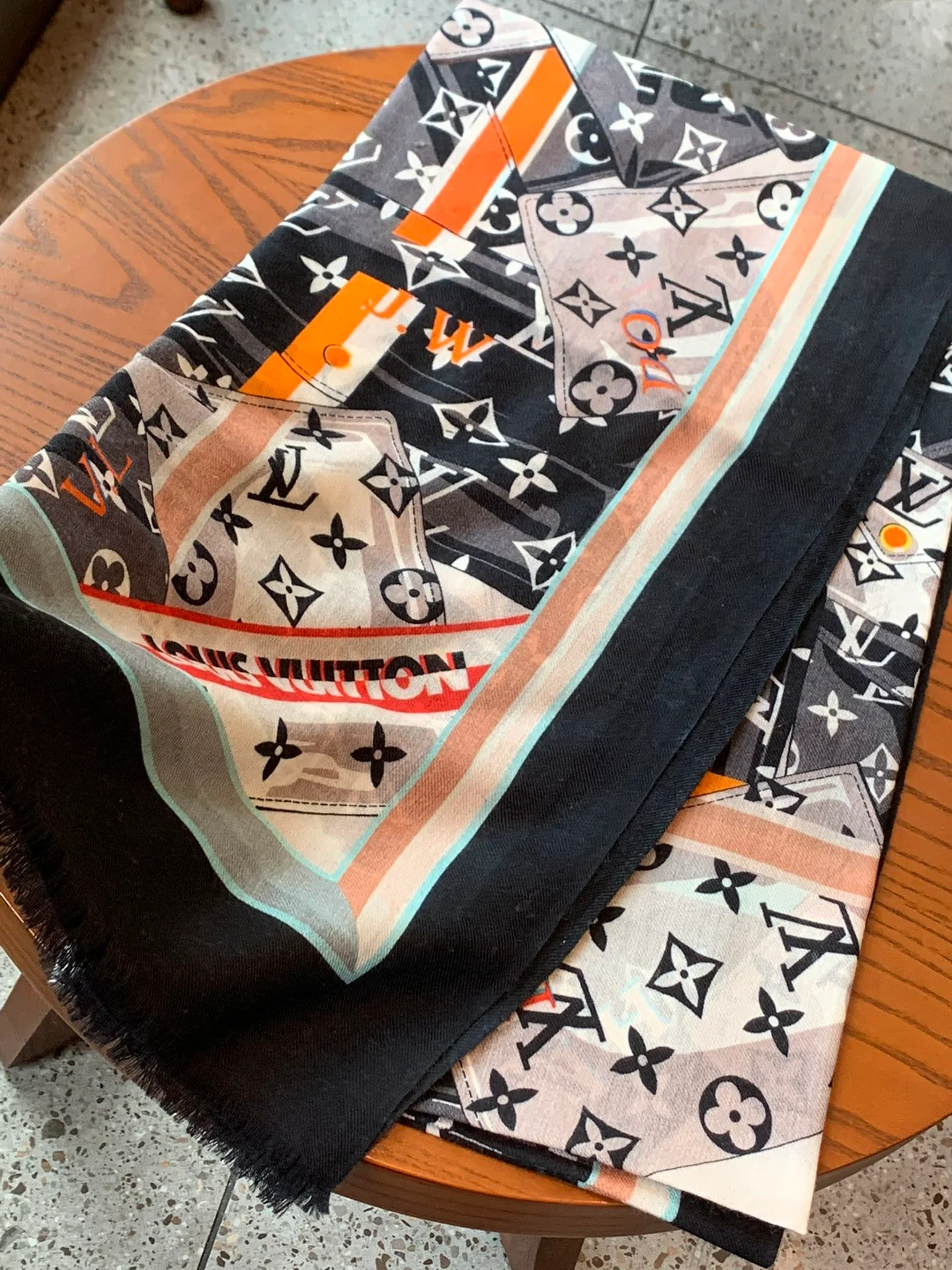 Длинный шарф LV с узором в виде кошелька - 110-200 см - 100% кашемир