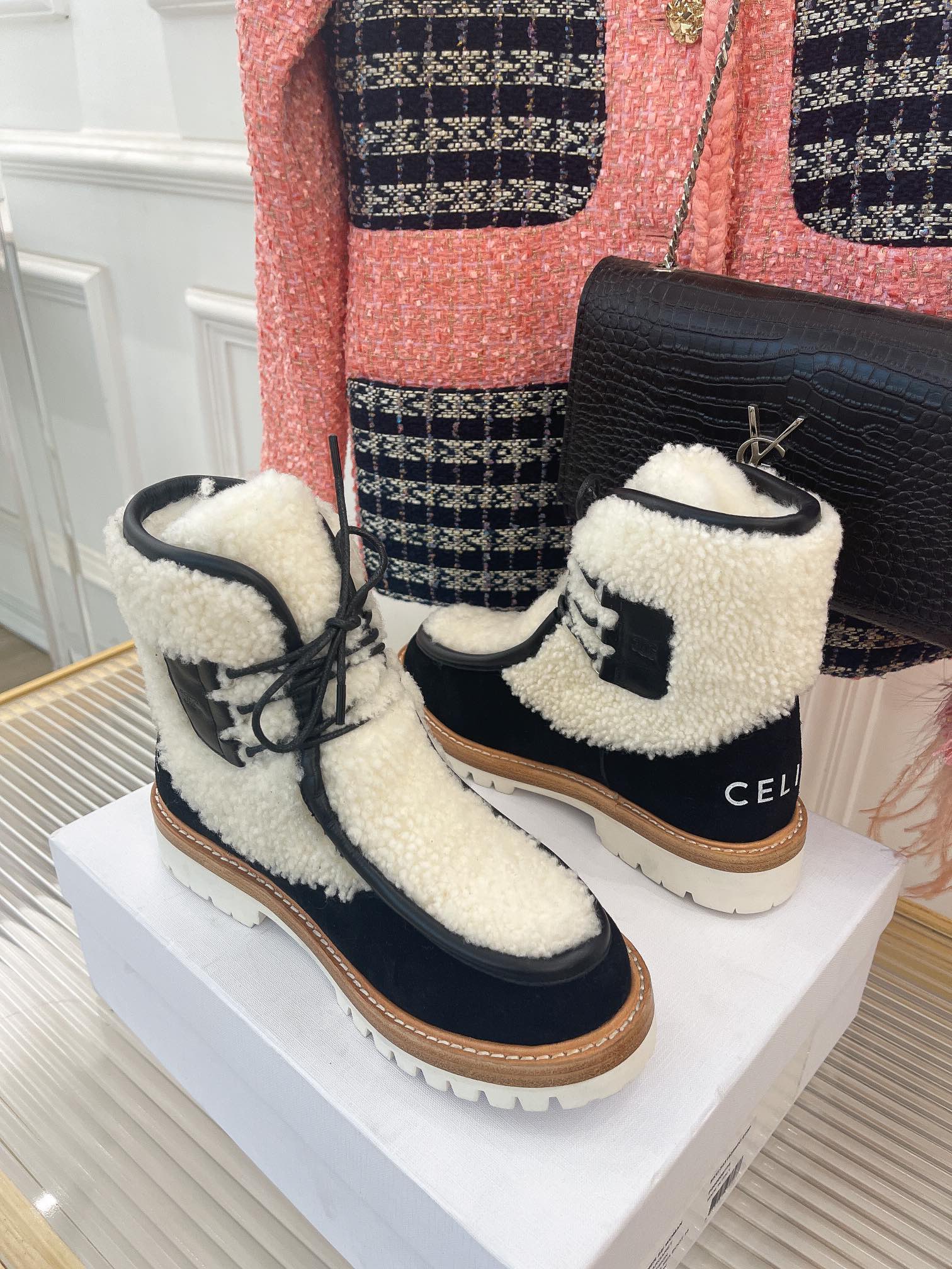 Celine - Сапоги для верховой езды из овчины - Унисекс - Черные