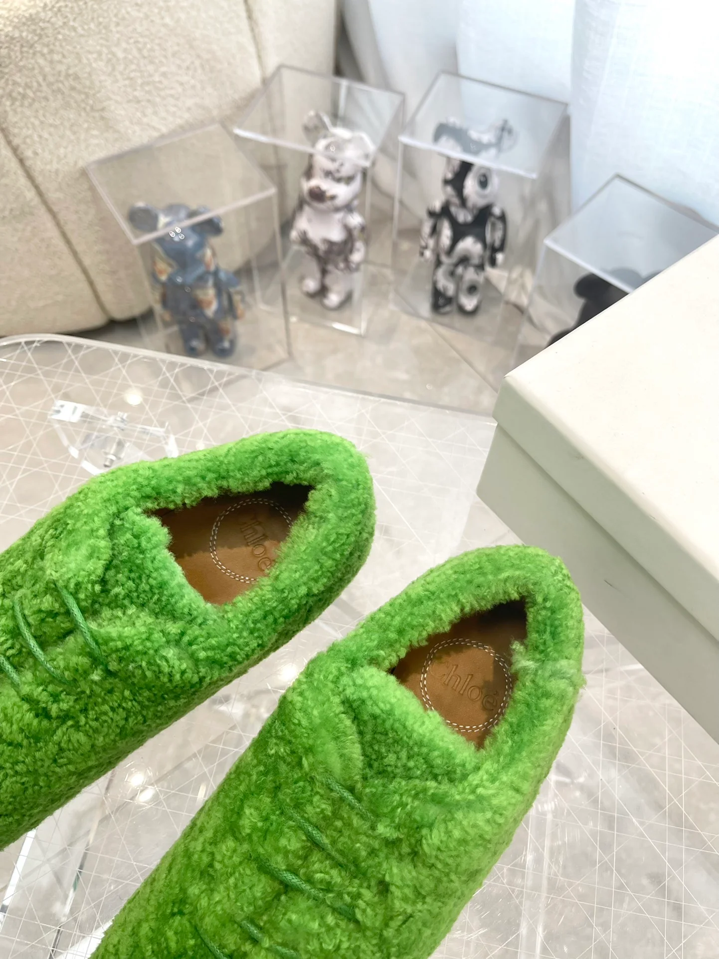 Туфли Chloe - Chloe - овечья шерсть - лоферы - зеленые