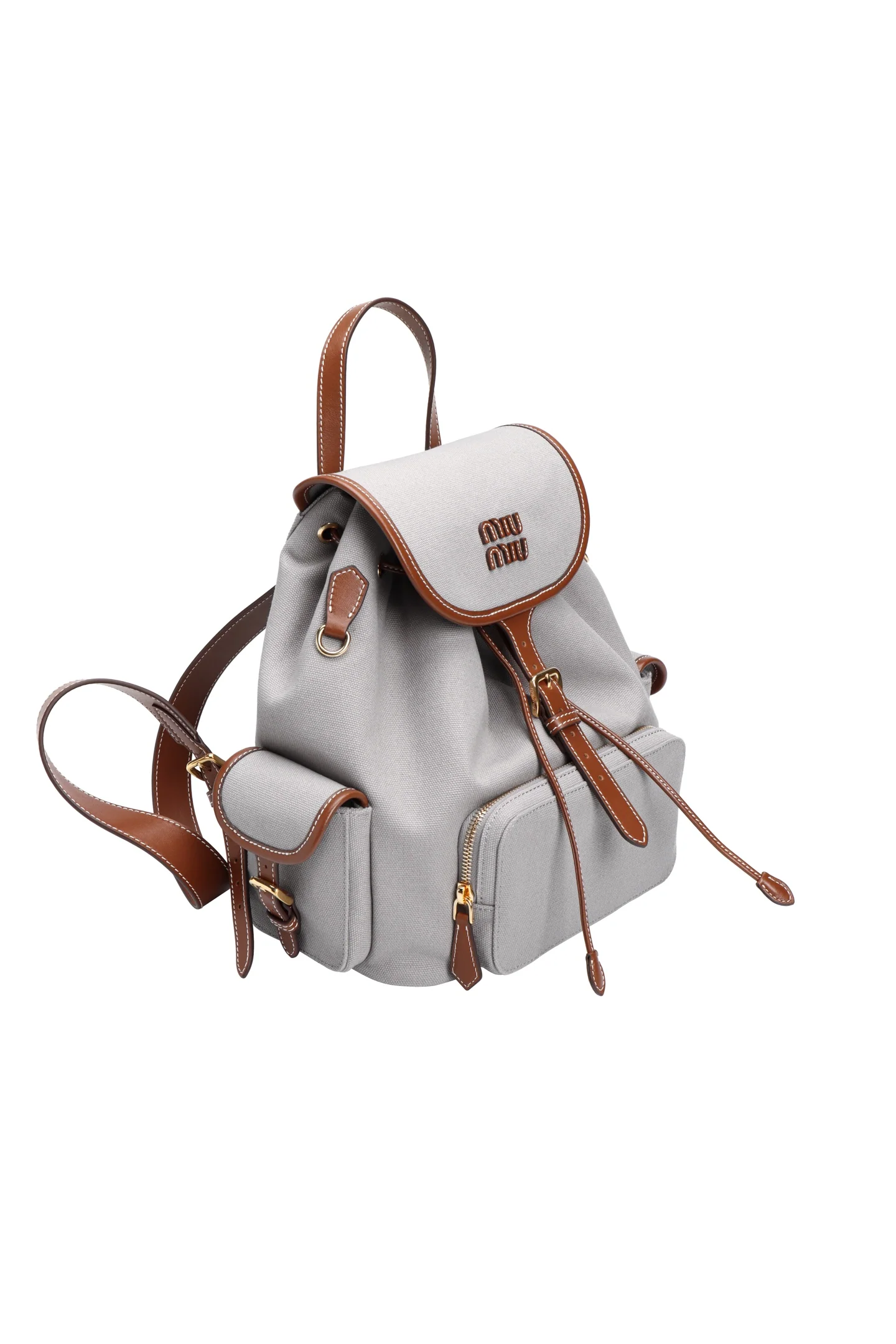 Рюкзак Miu Miu из канваса и кожи — Лондонская лимитированная серия — Большой, серый