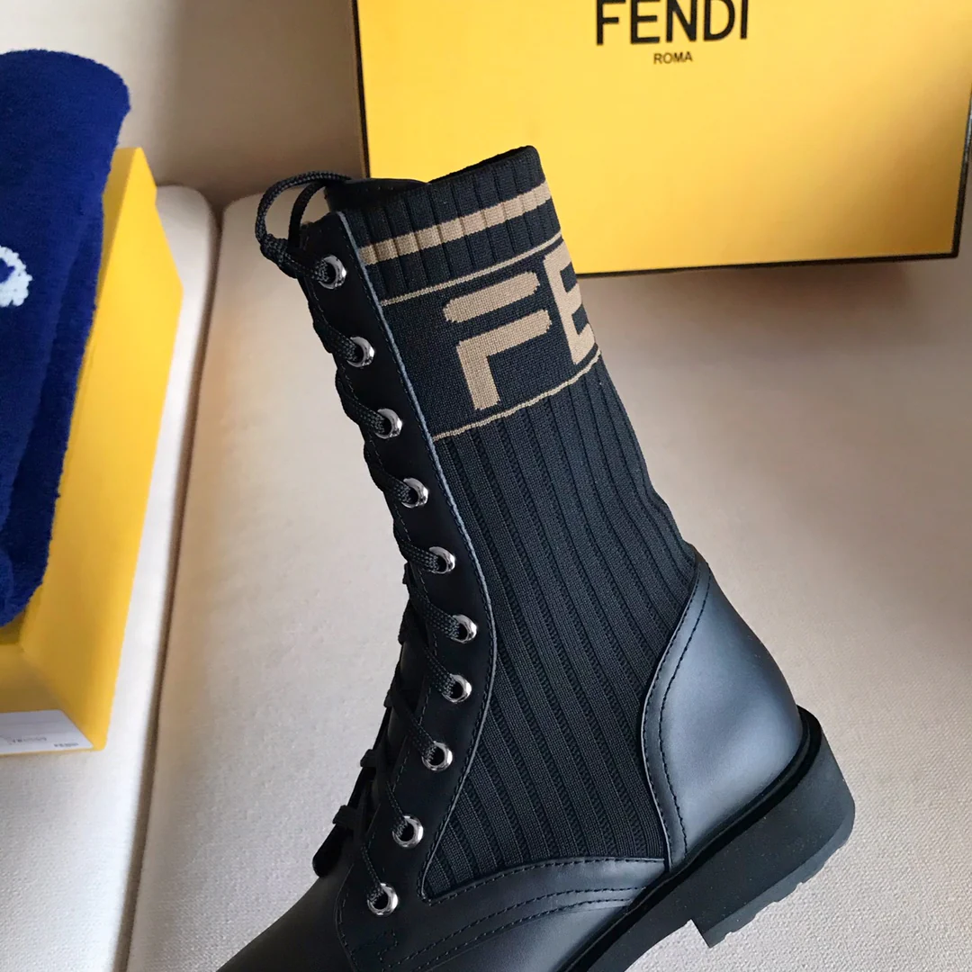 Fendi - Ботинки-носки до середины икры - Черные
