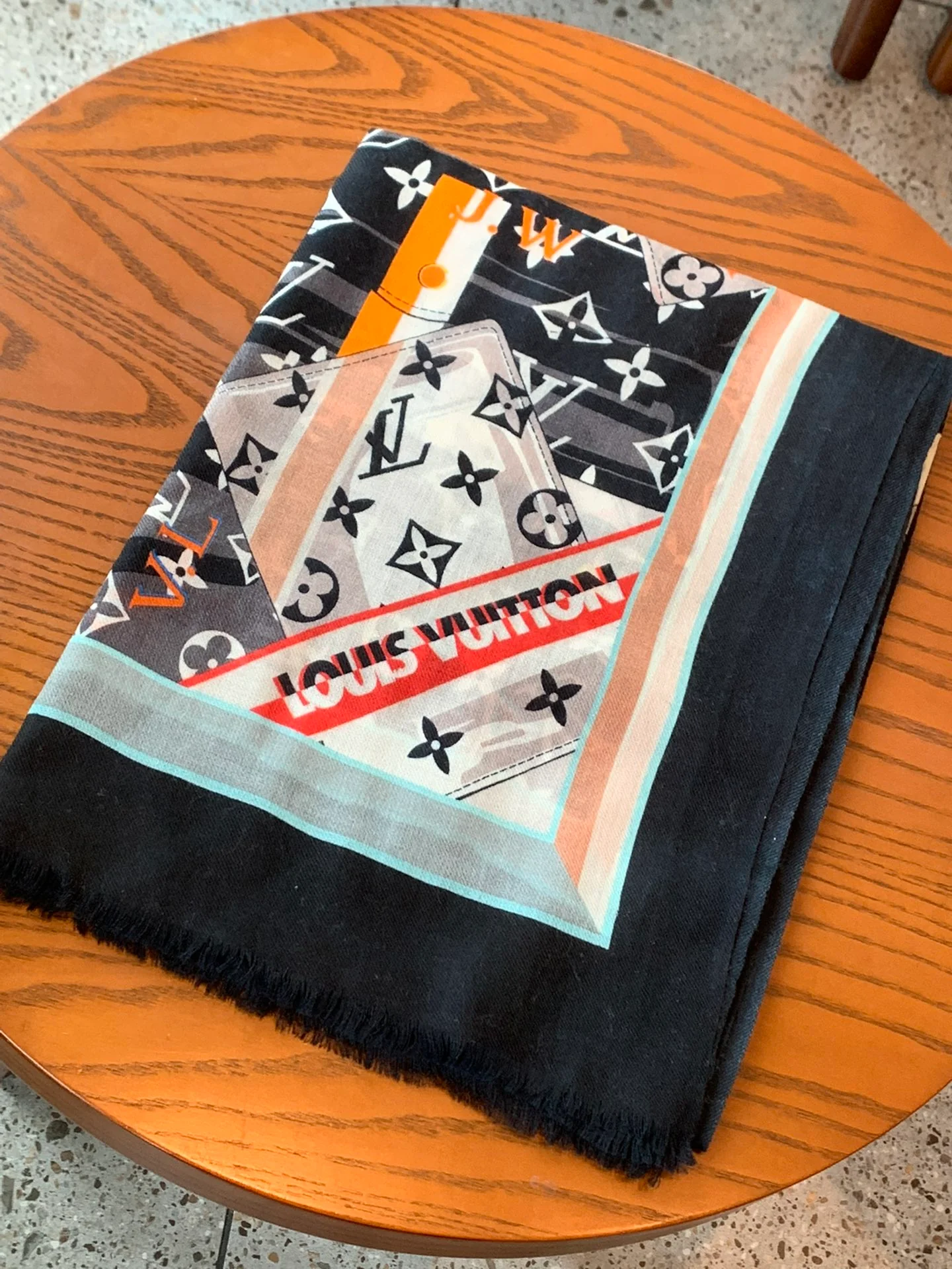 Длинный шарф LV с узором в виде кошелька - 110-200 см - 100% кашемир