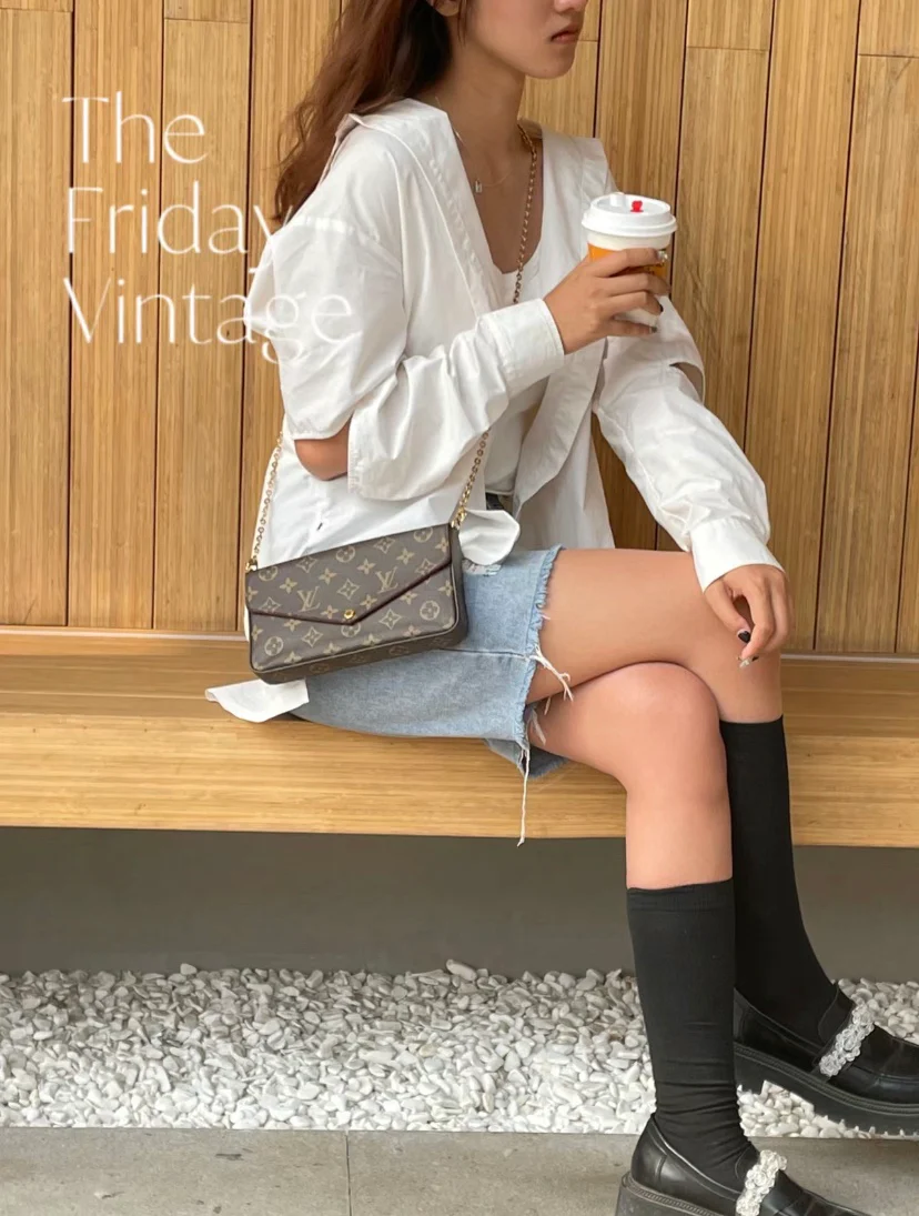 LV-m81896-felicie-pochette сумка с клапаном и карманом, коричневая