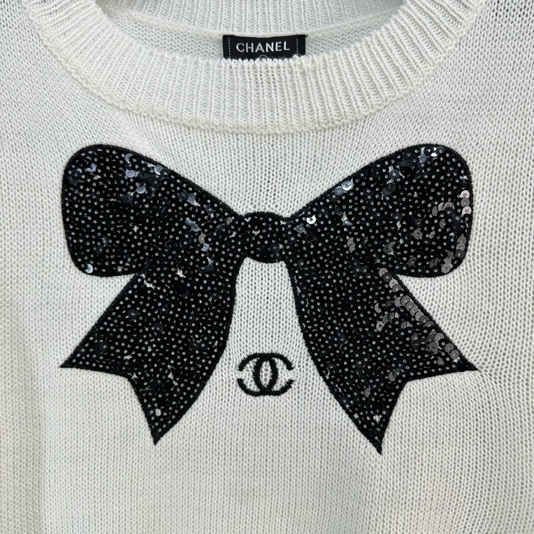 Chanel - 2403 - 24 Новый вязаный свитер с бантом для ранней весны