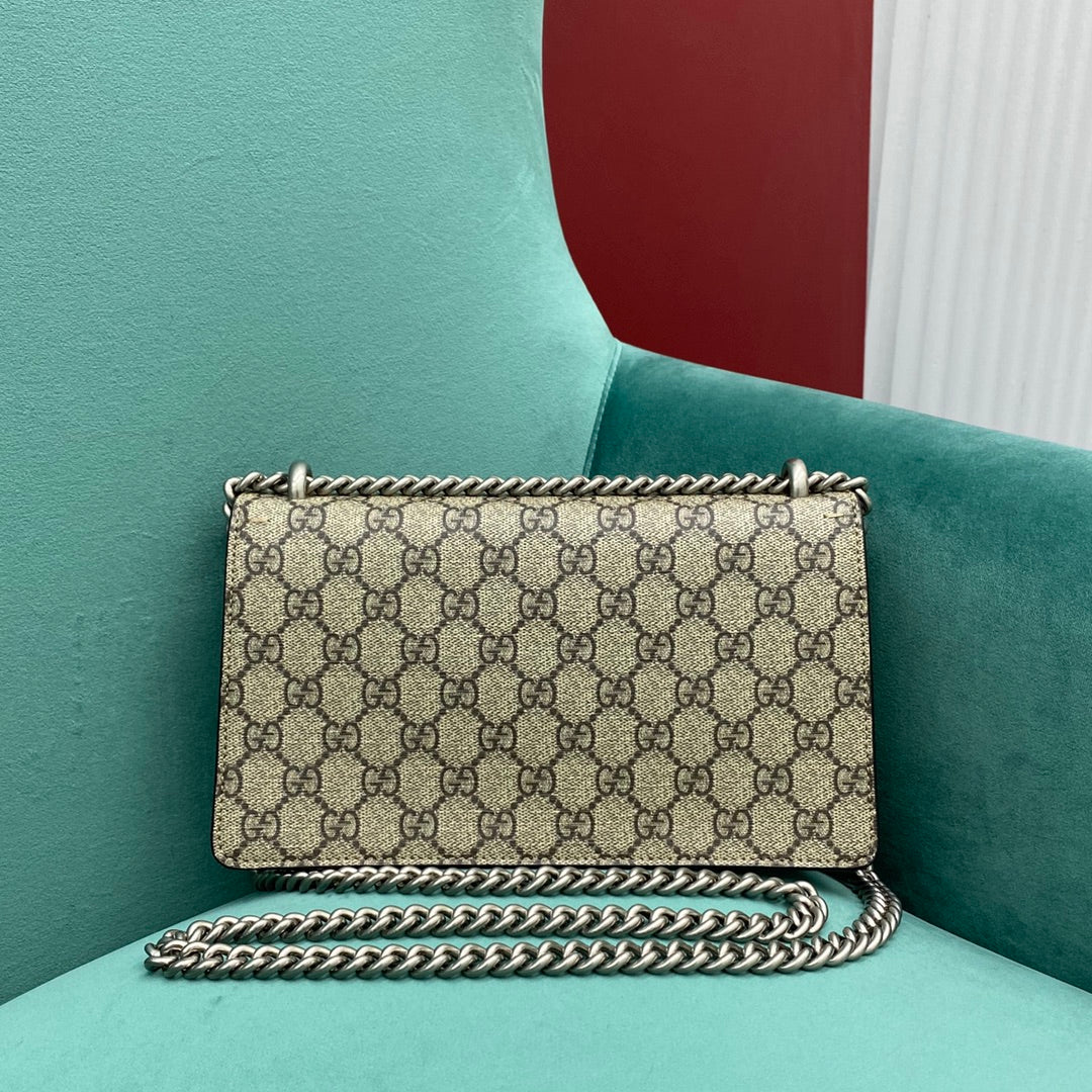 Сумка Gucci Dionysus - Монограммная канва, черная - 25 см x 7 см x 14 см