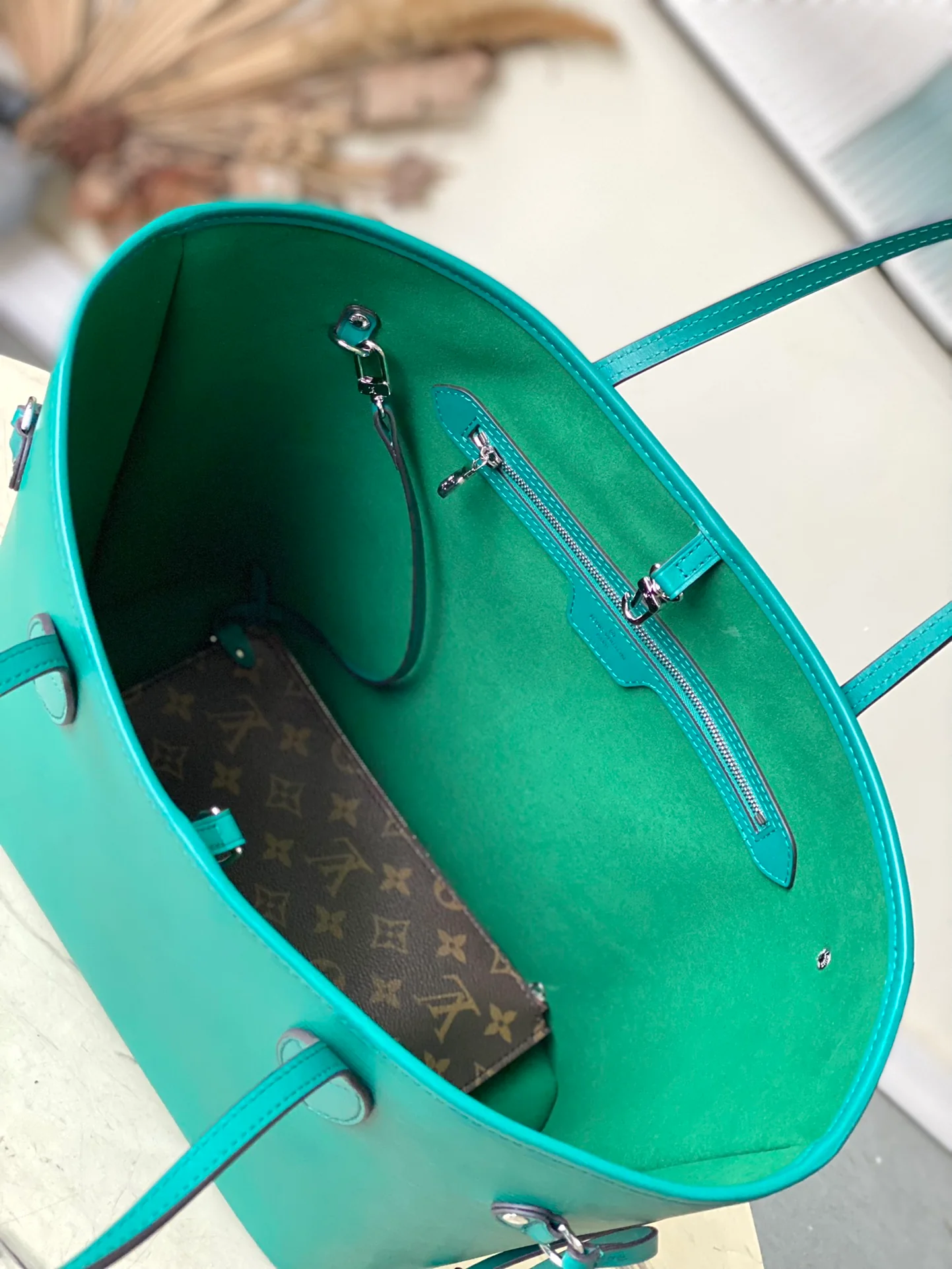 Сумка LV-m12195-neverfull-mm, зеленая