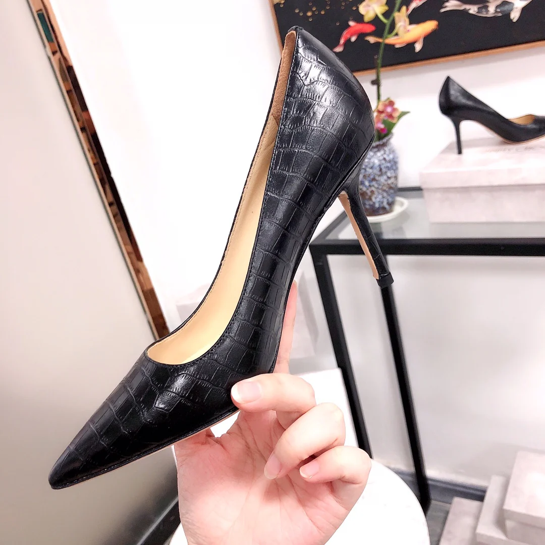 Jimmy - Туфли на высоком каблуке необычной формы - Каменный узор - Черные