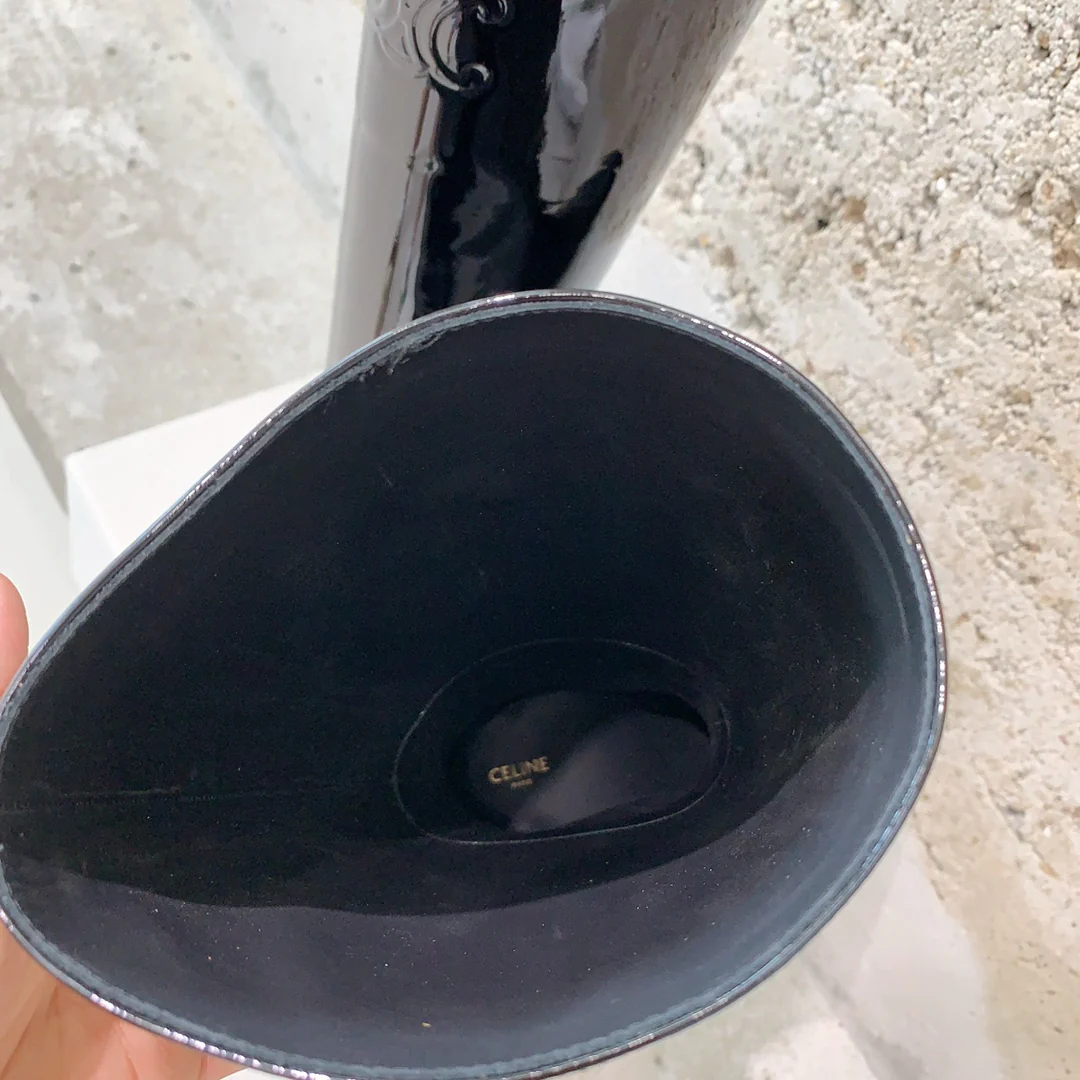 Ботинки Celine 2024 на низком каблуке - черные