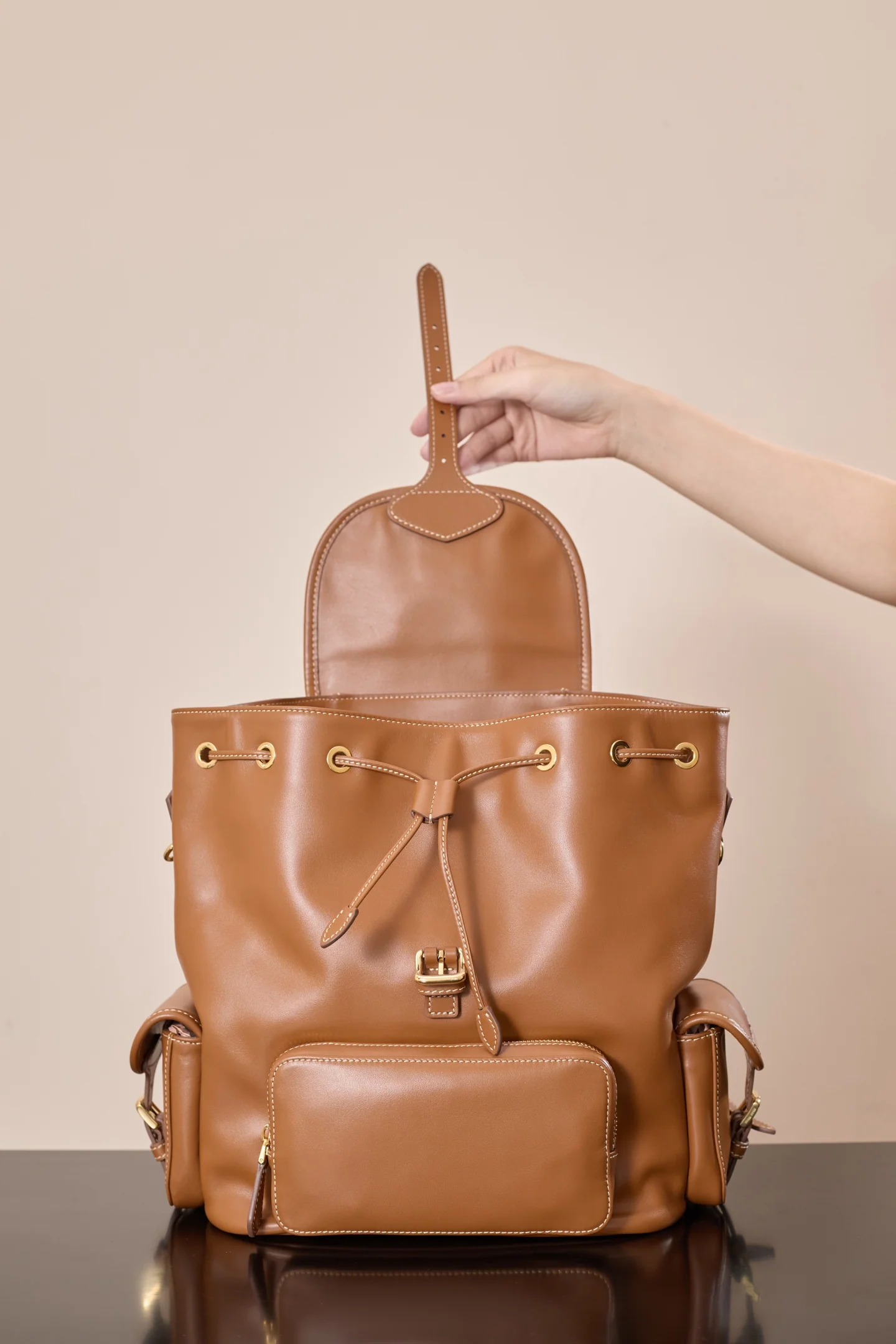 Рюкзак Miu Miu-5bz042m1880 из коровьей кожи - коричневый