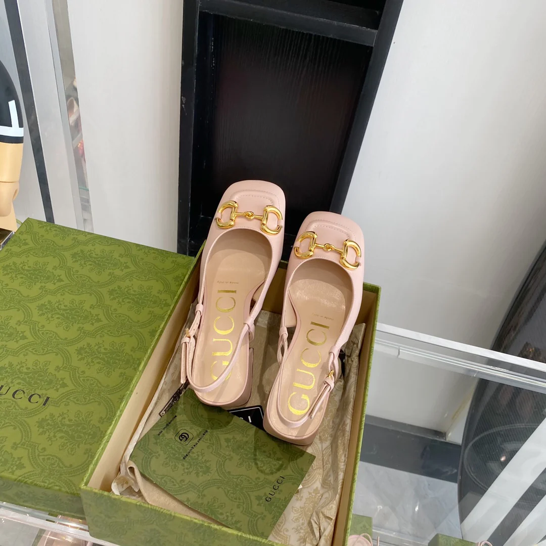 Сандалии Gucci в стиле ретро с квадратным носком и массивным каблуком - 1