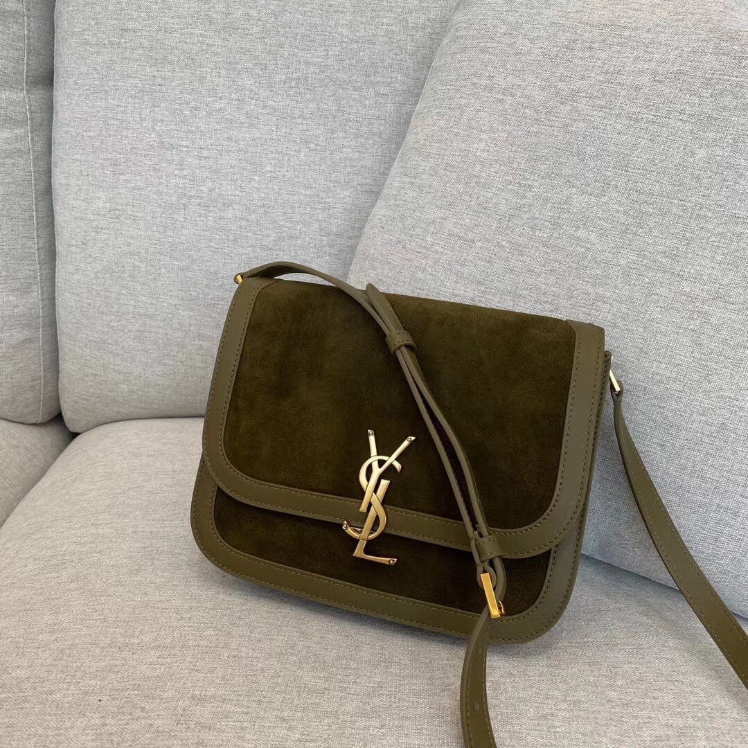 Булочка YSL Solferino Tofu — замша — зеленая