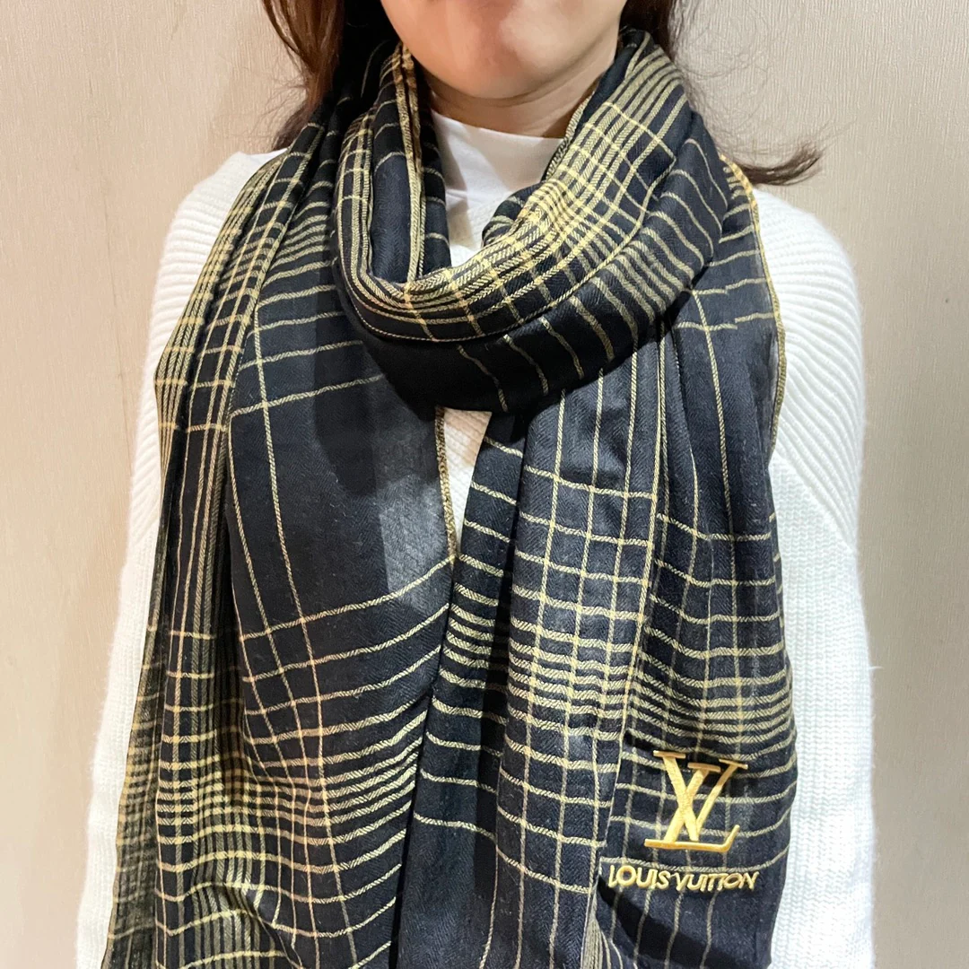 LV-Кашмирский шерстяной и шелковый шарф, 90-200 см, 60-шелк, 40-шерсть