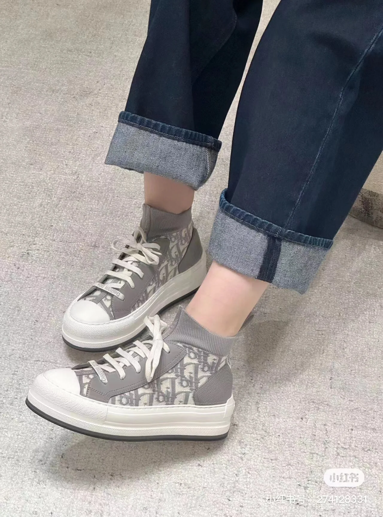 Высокие кроссовки Dior Oblique - серые