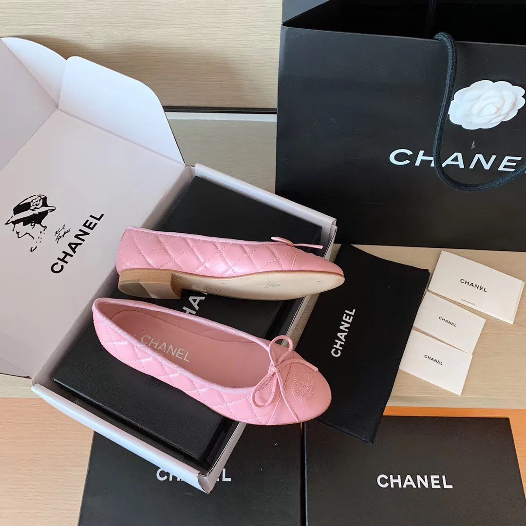 Классические балетки Chanel - розовые
