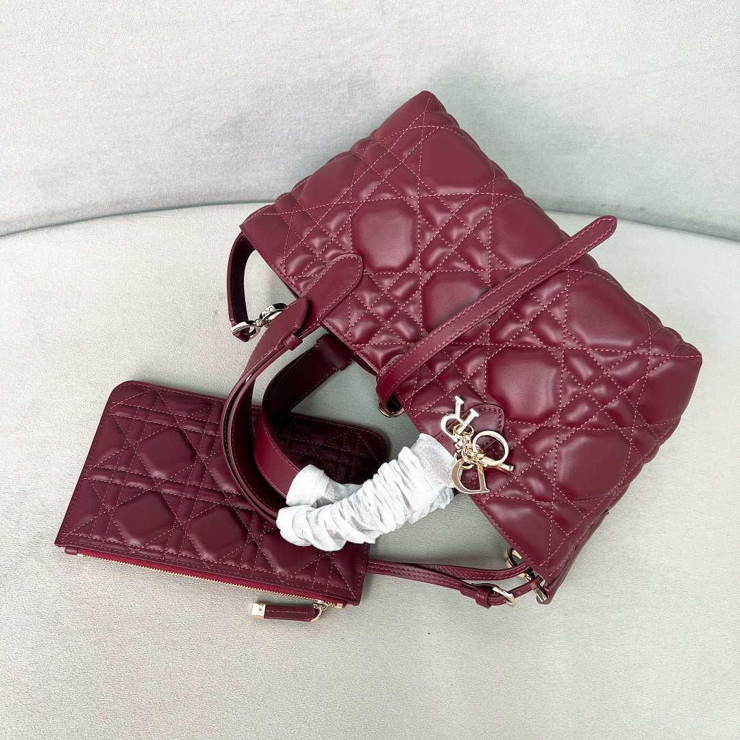 Dior Toujours — Кожа — Маленький размер — Бордовый