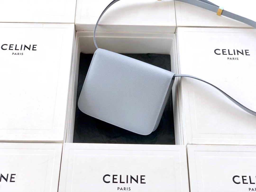 Сумка Celine Box-Ten из телячьей кожи, цвет ?арктический синий?.